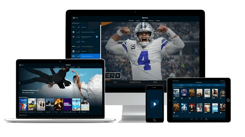 Televisions, a tablet and a phone showing live TV from Premium IPTV UK