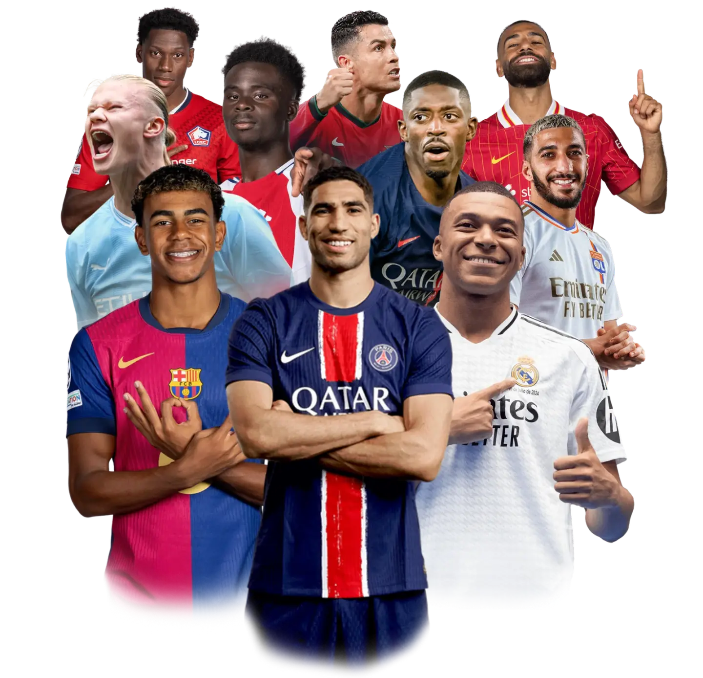 Collage of football stars from the worldwide sport lineup on Premium IPTV UK